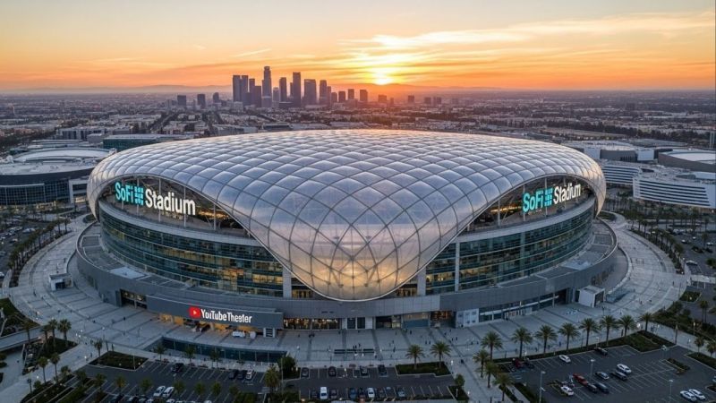 SoFi Stadium saat senja